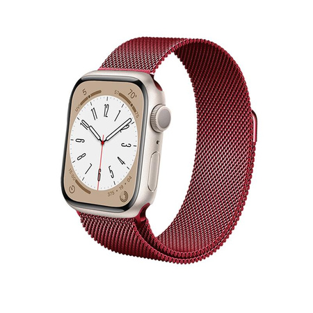 Crong Milano Steel - Rozsdamentes acél szíj Apple Watch 38/40/41/42 mm-es órához (piros)