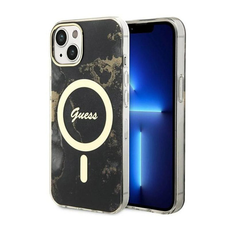 Guess Golden Marble MagSafe - iPhone 14 Plus Case (Black)