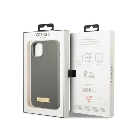 Guess szilikon logólemez MagSafe - iPhone 13 Mini tok (szürke)