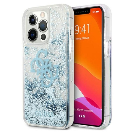 Guess Liquid Glitter 4G Big Logo - Etui iPhone 13 Pro Max (niebieski)