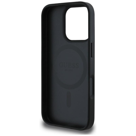 Guess Grained Hot Stamp Peony Triangle Logo MagSafe - Case for iPhone 16 Pro (black)