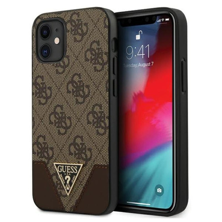Guess 4G Triangle Collection - pouzdro pro iPhone 12 mini (hnědé)