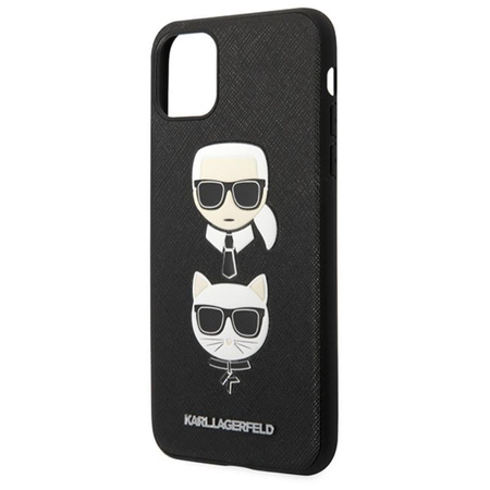 Karl Lagerfeld Saffiano Karl & Choupette Heads - pouzdro pro iPhone 11 Pro Max (černé)