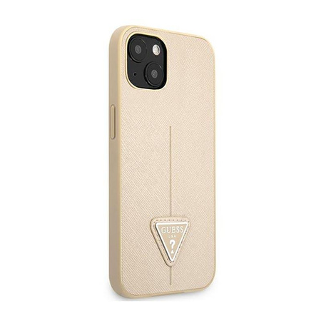 Guess Saffiano Triangle Logo Case - pouzdro pro iPhone 13 mini (béžové)