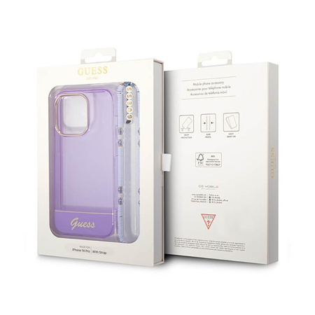 Guess Translucent Pearl Strap - Case for iPhone 14 Pro (Purple)