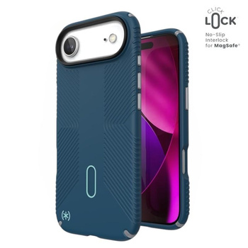 Speck Presidio2 Grip ClickLock & MagSafe - iPhone Air Tasche (Tiefsee / Silber Metallic / Spell Blue)