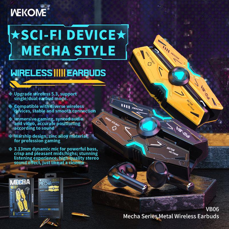 WEKOME VB06 Mecha Series - bezdrátová sluchátka Bluetooth V5.3 TWS s nabíjecím pouzdrem (Tarnish)