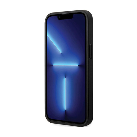 BMW Leather Carbon Blue Line - pouzdro pro iPhone 13 Pro (černé)