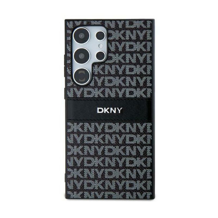 DKNY Leather Mono Stripe & Metal Logo - Samsung Galaxy S24 Ultra Tasche (schwarz)