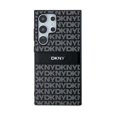 DKNY Leder Mono-Streifen & Metall-Logo - Samsung Galaxy S24 Ultra Tasche (schwarz)