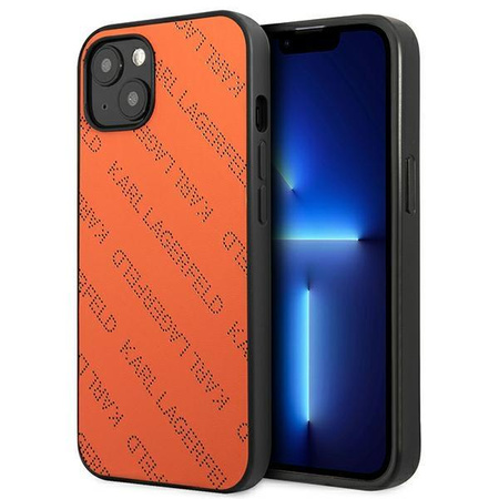 Karl Lagerfeld Perforated Allover - pouzdro pro iPhone 13 (oranžové)