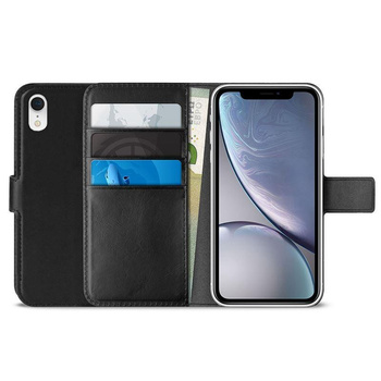 Étui portefeuille PURO Booklet - Étui pour iPhone XR avec fentes pour cartes + support (noir)