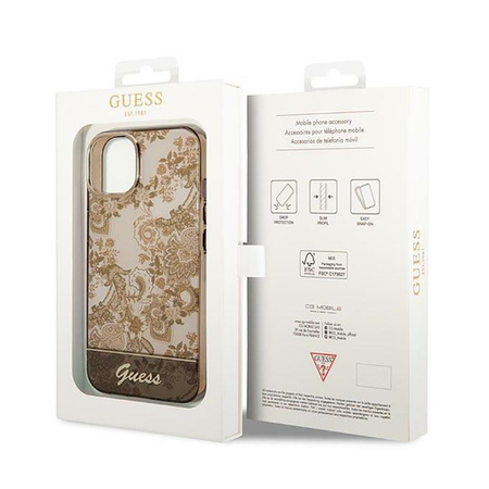 Guess Porcelain Collection - pouzdro pro iPhone 14 Plus (okrové)