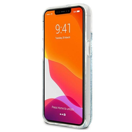 Guess Peony Liquid Glitter - Etui iPhone 13 (niebieski)