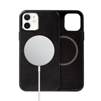 Crong Essential Cover Magnetic - iPhone 12 / iPhone 12 Pro MagSafe bőr tok (fekete)
