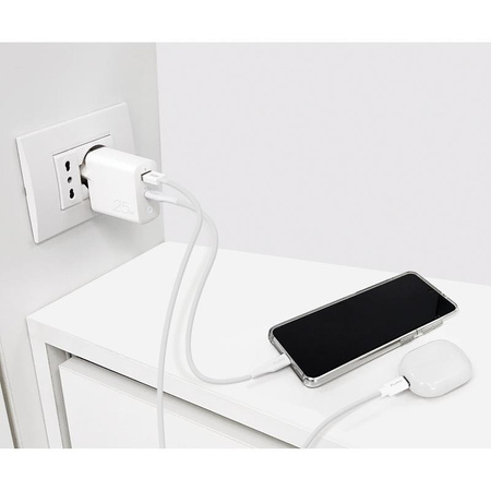Chargeur rapide de voyage PURO - USB-A + USB-C Power Delivery 25W Chargeur rapide de voyage (blanc)