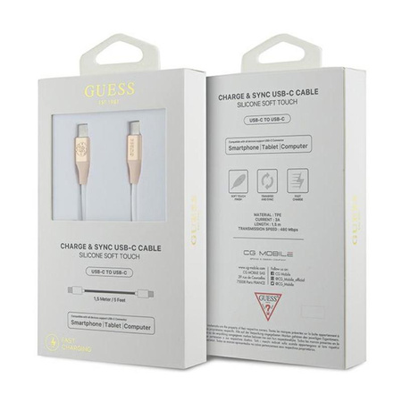 Guess Ebossed Logo - USB-C auf USB-C Schnellladekabel 1,5m (gold)