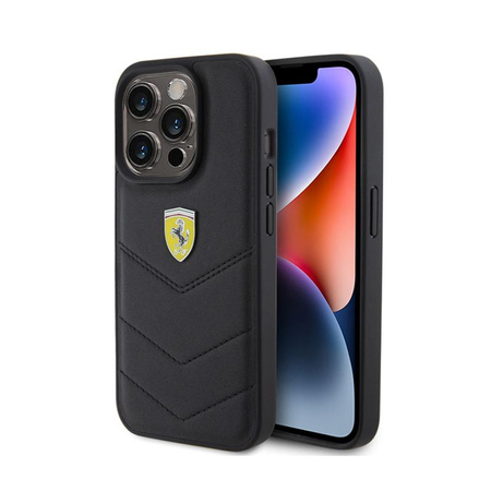 Ferrari steppelt fém logó - iPhone 15 Pro tok (fekete)