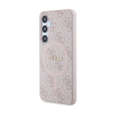 Guess 4G Collection bőr fém logós MagSafe - Samsung Galaxy S24 tok (rózsaszín)