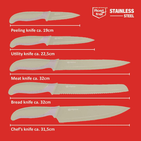 Alpina - Sada nožů z nerezové oceli (béžová)