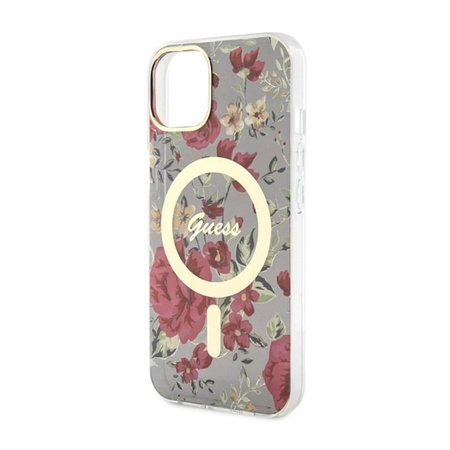 Guess Flower MagSafe - Coque pour iPhone 14 (Vert)