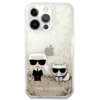 Karl Lagerfeld Liquid Glitter Karl & Choupette - iPhone 13 Pro Max Tasche (Gold)