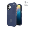 Speck Presidio2 Grip ClickLock & MagSafe - Coque pour iPhone 16 (Bleu côtier / Gris poussière / Blanc)