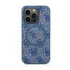 Guess 4G Collection Cuir Logo Métal MagSafe - Étui pour iPhone 14 Pro (bleu)