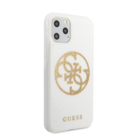 Guess Circle Glitter 4G - Coque iPhone 11 Pro (blanc)