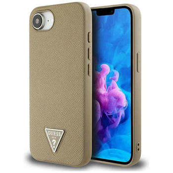 Guess szemcsés háromszög MagSafe - tok iPhone 16e készülékhez (barna)