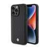 Kožené pouzdro BMW s diamantovým vzorem - iPhone 15 Pro (černé)