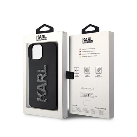 Karl Lagerfeld 3D Rubber Glitter Logo - iPhone 15 Plus Tasche (Schwarz)