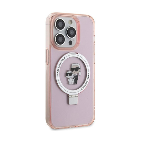 Karl Lagerfeld Ring Stand Karl & Choupette MagSafe - iPhone 15 Pro Case (pink)