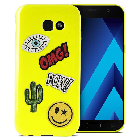 PURO Patch Mania - Samsung Galaxy A3 (2017) Hülle mit 5 Aufklebern (gelb)