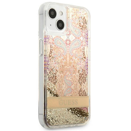 Guess Liquid Glitter Paisley - étui pour iPhone 13 mini (or)