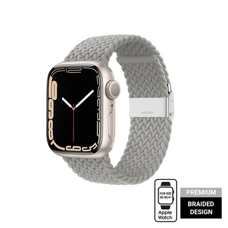 Crong Wave Band - Bracelet tressé pour Apple Watch 38/40/41/42 mm (gris clair)