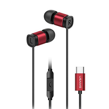 USAMS EP-46 - USB-C stereo headphones (red)