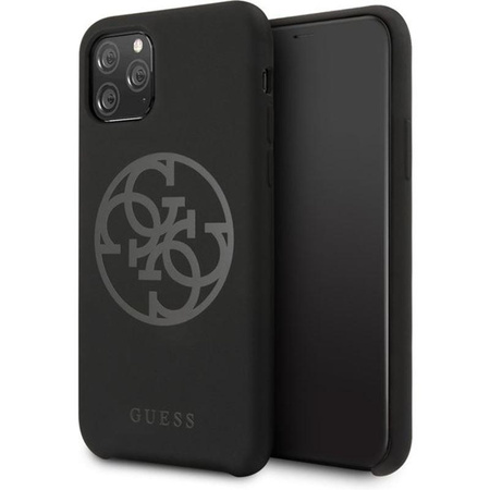 Guess Silicone 4G Tone to Tone - Coque iPhone 11 Pro (Noir)