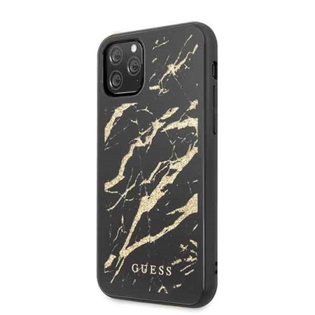 Guess Marble Glass Gold Glitter - iPhone 11 Pro Case (black)