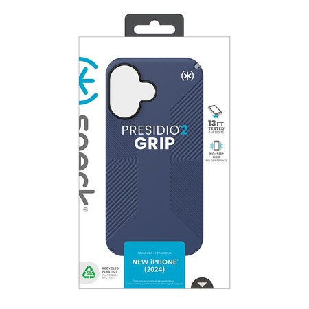 Speck Presidio2 Grip - pouzdro pro iPhone 16 (pobřežní modrá / prachově šedá / bílá)