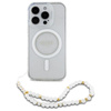 Guess IML Glitter With Pearl Strap MagSafe - pouzdro pro iPhone 16 Pro Max (průhledné)