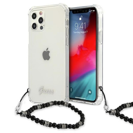 Guess fekete gyöngyház szíj - iPhone 12 Pro Max tok (átlátszó)