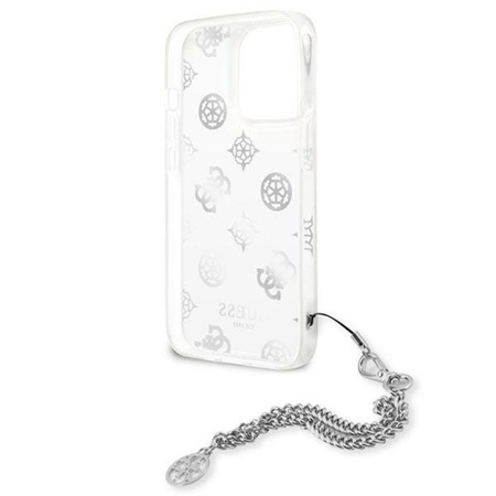 Guess Pfingstrose Kettengriff - iPhone 13 Pro Max Tasche (silber)