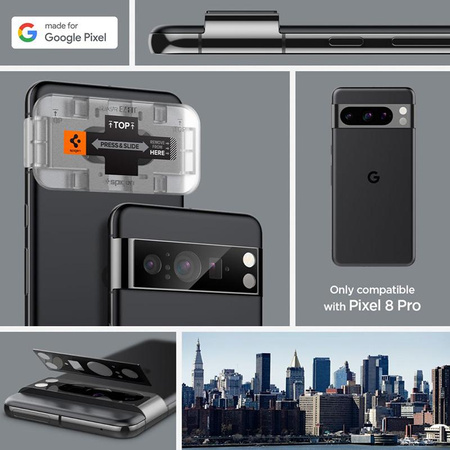 Spigen Optik.TR EZ Fit Camera Lens Protector - Objektivschutzglas für Google Pixel 8 (2 Stück) (Schwarz)