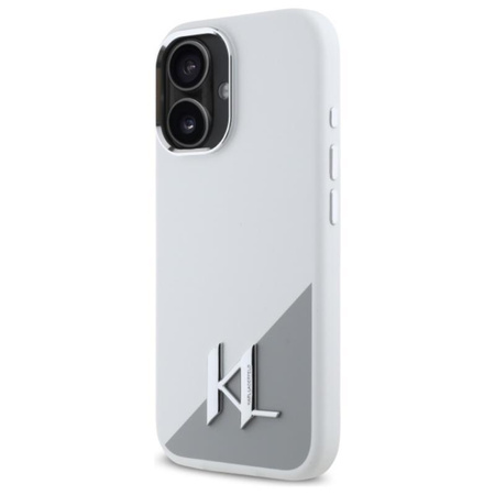 Karl Lagerfeld Silicone Shadow Metal Initial MagSafe - pouzdro na iPhone 16 (bílé)