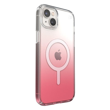 Speck Presidio Perfect-Clear + Ombre + MagSafe - Coque pour iPhone 14 Plus avec revêtement MICROBAN (Clear / Vintage Rose Fade)