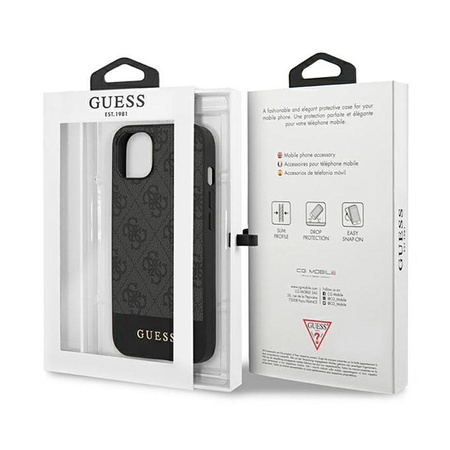 Guess 4G Bottom Stripe Kollektion - iPhone 13 Tasche (grau)