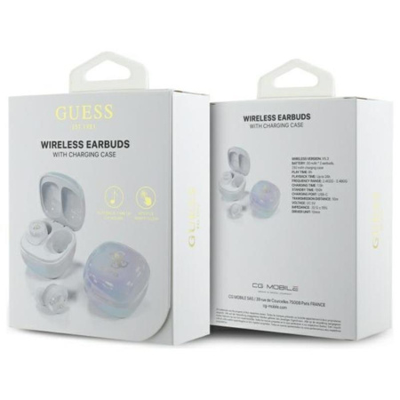 Guess 4G nyomtatott logó - TWS Bluetooth fejhallgató + töltőtáska (fehér)