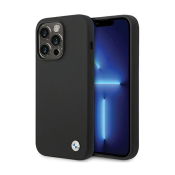 Silikonové kovové logo BMW - pouzdro pro iPhone 15 Pro (černé)