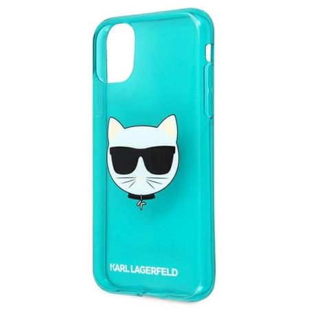 Karl Lagerfeld Choupette Head - iPhone 11 Hülle (fluo blau)